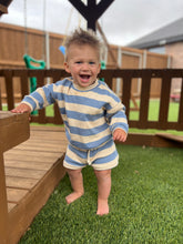 Load image into Gallery viewer, Blue Striped Shorts Set
