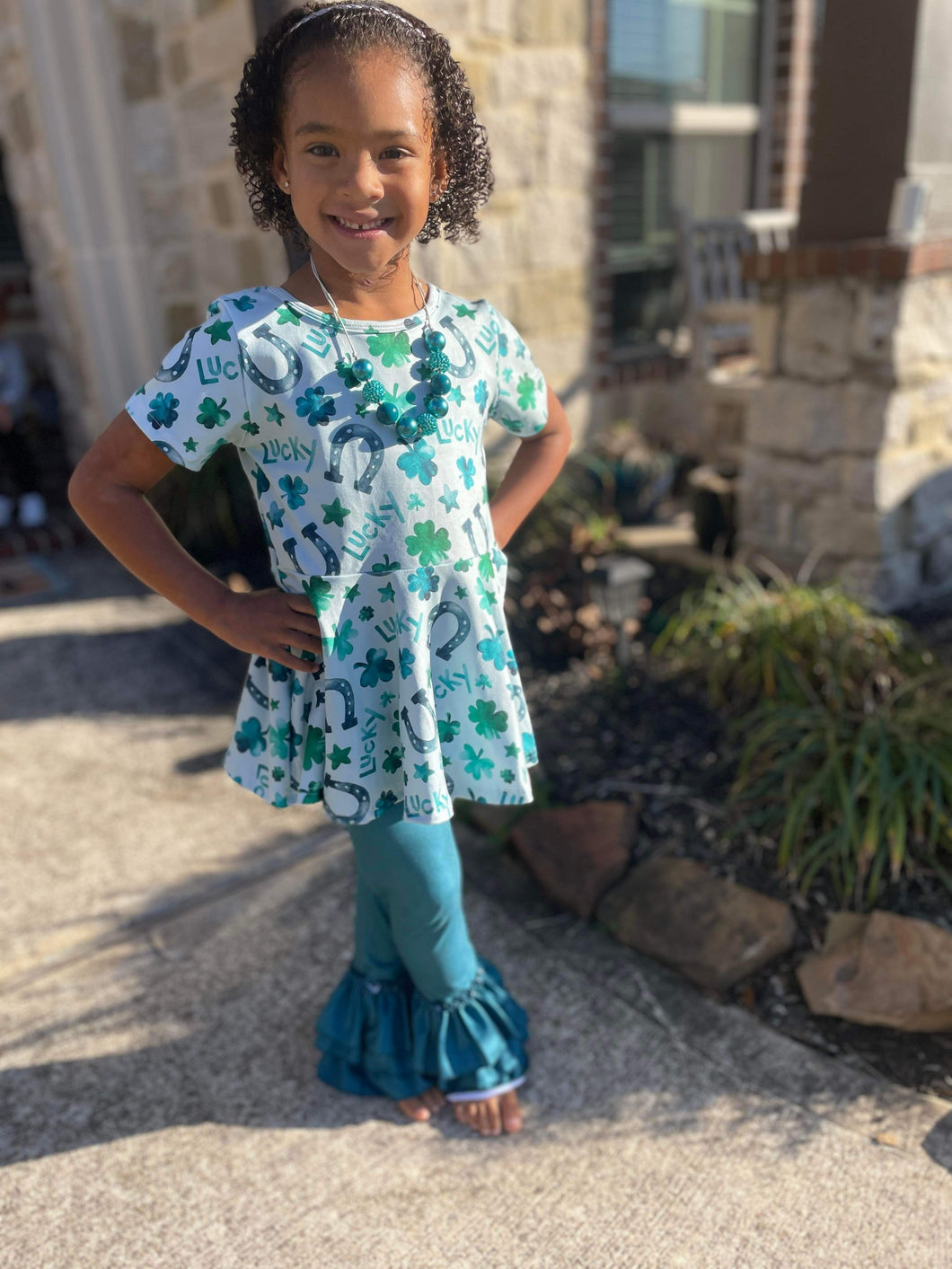 Blueish/Green Ruffle Pants